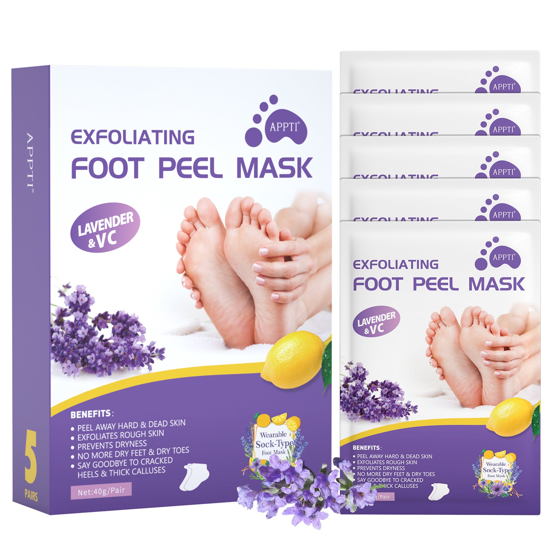 Exfoliating Foot Peel Mask - Removes Dead Skin & Calluses 