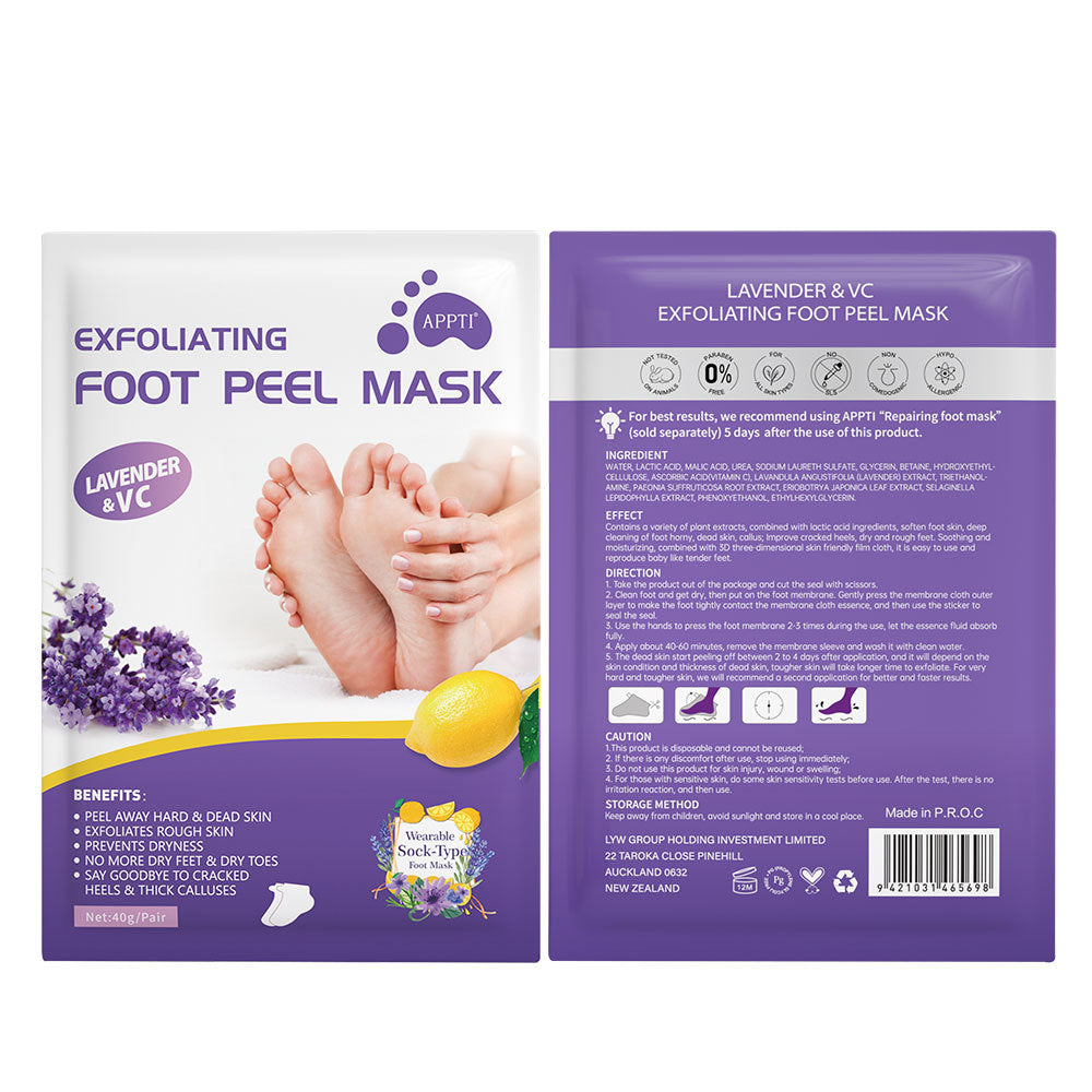 Exfoliating Foot Peel Mask - Removes Dead Skin & Calluses 